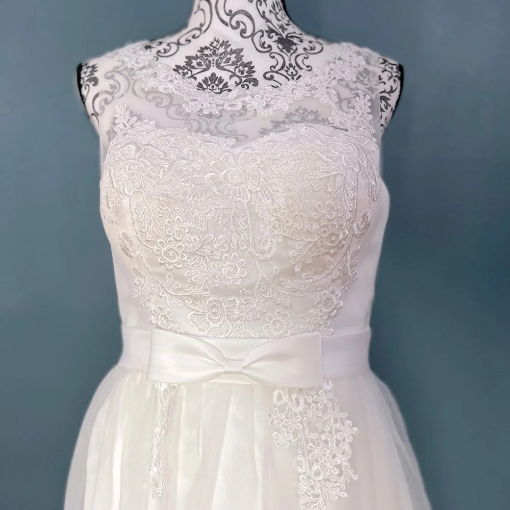 NWOT Ivory White floral embroidered Wedding dress‎ custom made prom dress